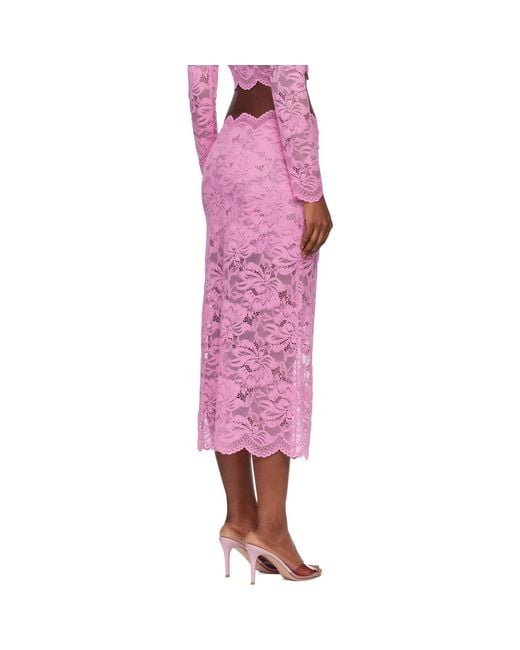 Rabanne Pink Lace Midi Skirt
