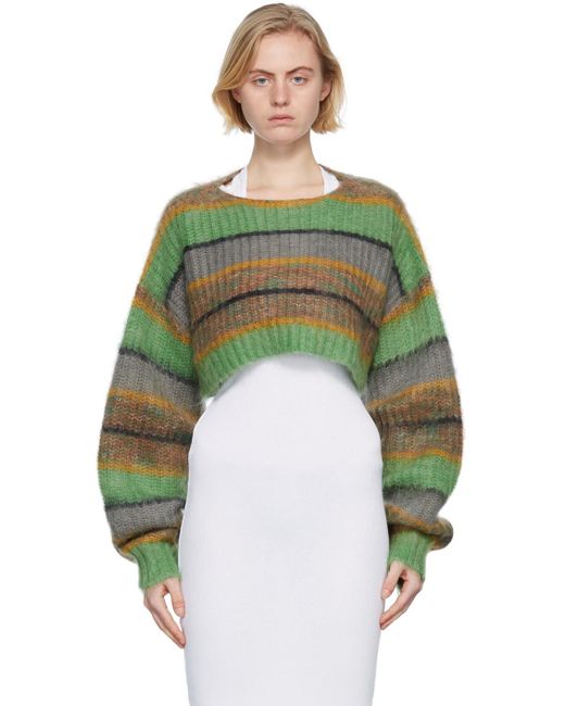 PERVERZE Multicolor Mohair Stripe Wide Top Sweater in Green | Lyst