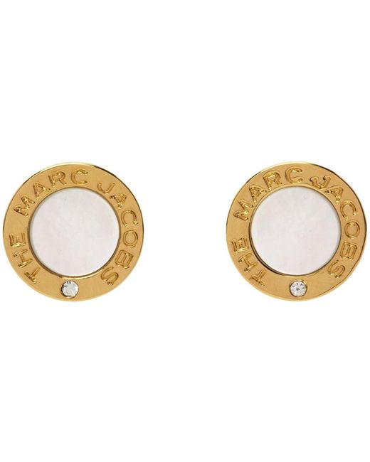 Marc Jacobs Black Gold 'the Medallion' Stud Earrings
