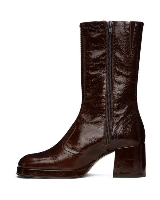 Miista Brown Cass Patent Boots