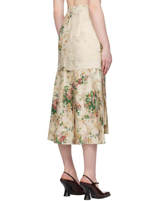 Erdem Natural Pleated Midi Skirt