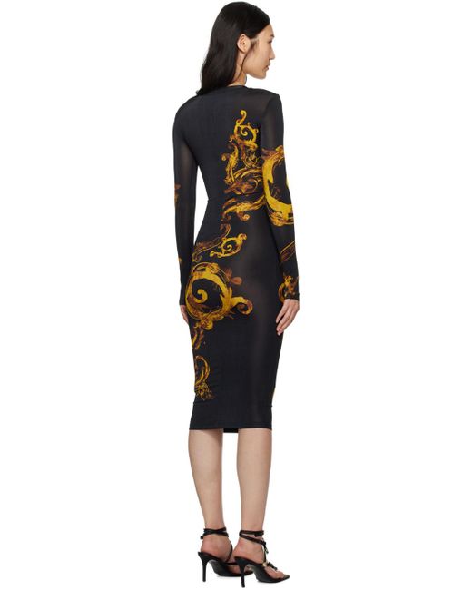 Versace Black Printed Midi Dress