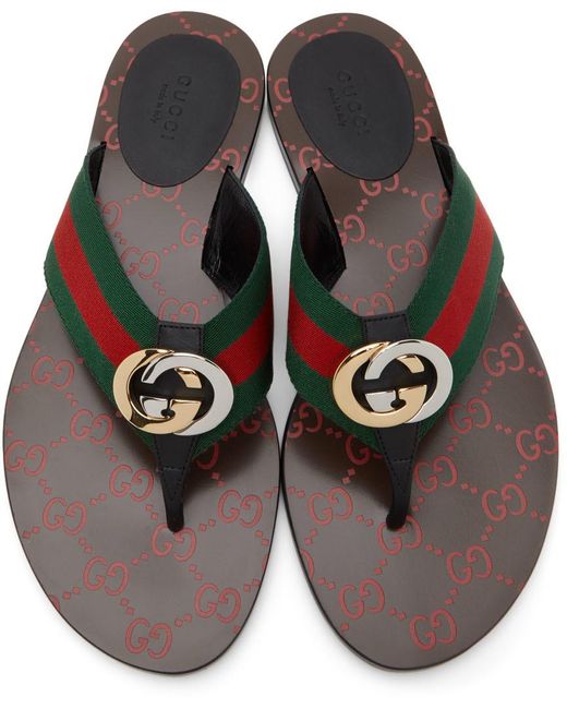 Gucci Black Gg Flat Sandals