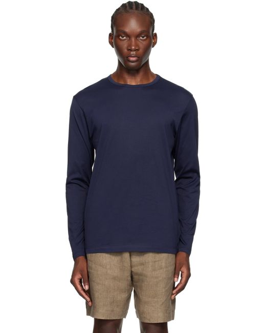 Sunspel Blue Classic Long Sleeve T-Shirt for men