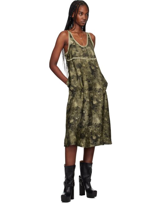 R13 グリーン Taped Tank ミディアムワンピース Black