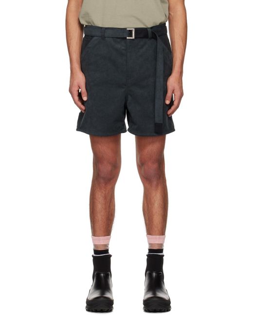 Sacai Black Gray Belted Shorts for men