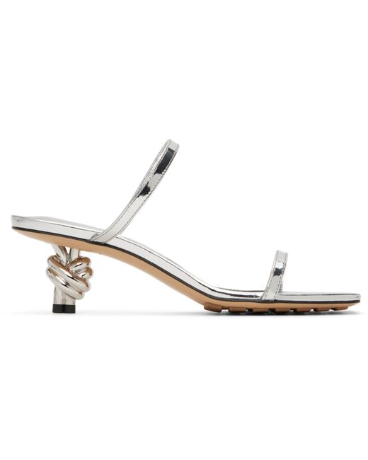 Bottega Veneta Black Silver Knot Mules