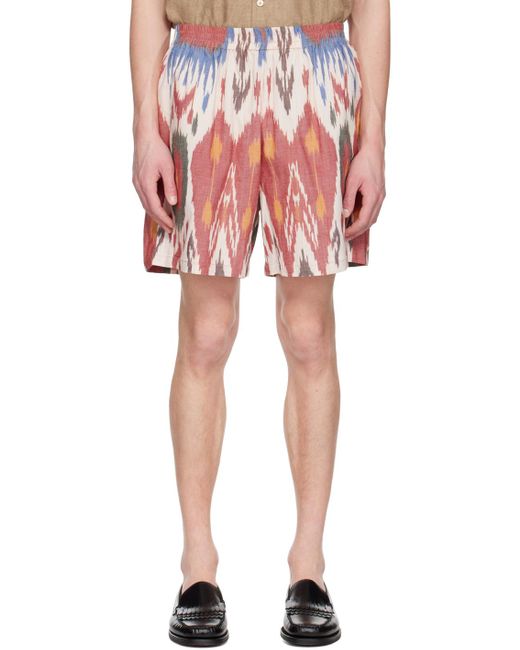 HARAGO Red Ikat Shorts for men