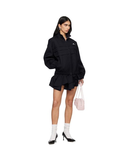 ShuShu/Tong Black Asymmetrical Bow & Ruffle Miniskirt