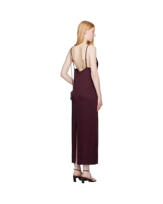 Stella McCartney Red Burgundy Satin Slip Maxi Dress