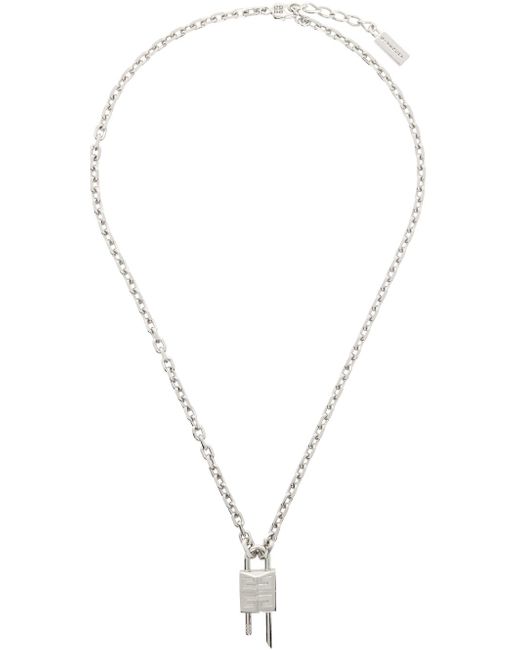 Givenchy Multicolor Silver Mini Lock Necklace