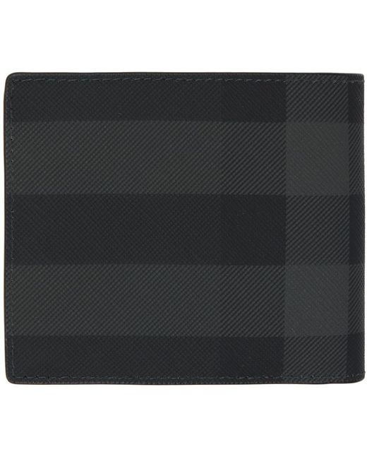 Burberry Gray Check Bifold Wallet in Black for Men | Lyst