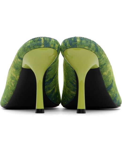 DIESEL Green D-Diam's-High Denim Mule Heeled Sandals