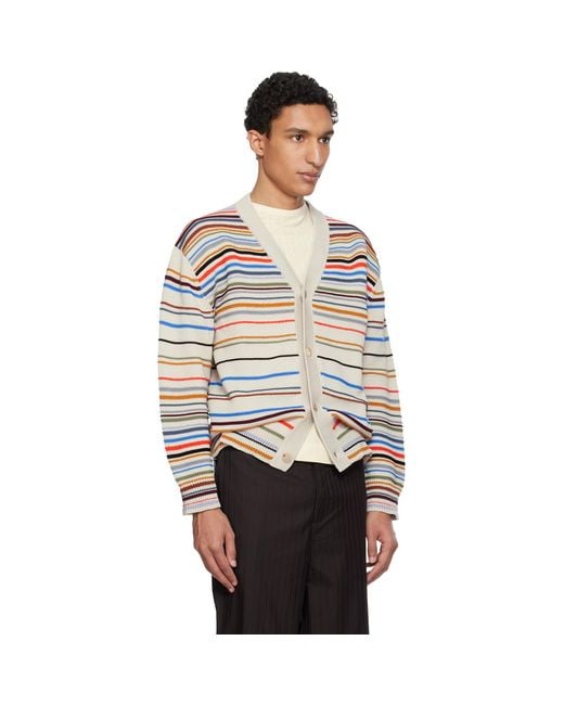 Paul Smith Multicolor 'Signature Stripe' Cotton-Blend Cardigan for men