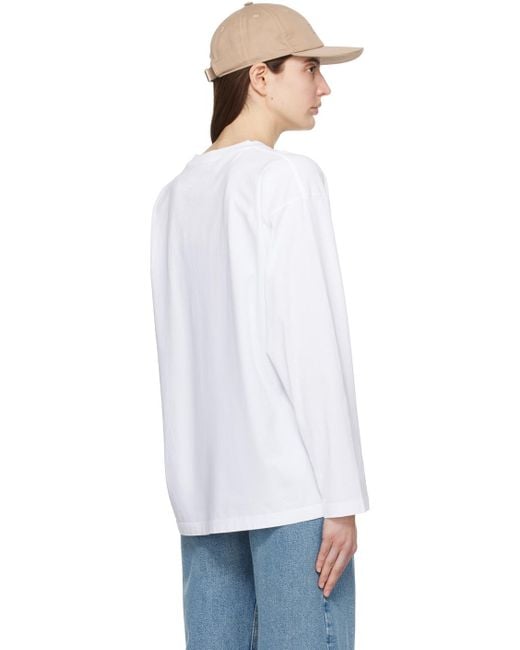 MM6 by Maison Martin Margiela White Numeric Signature Long Sleeve T-shirt