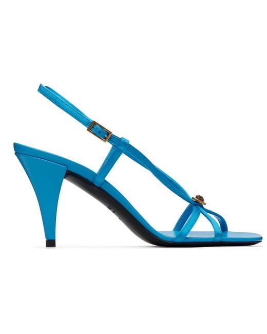 Versace Blue Valentina Satin Heeled Sandals