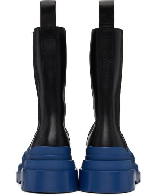 Bottega Veneta Blue Black 'tire' Platform Chelsea Boots