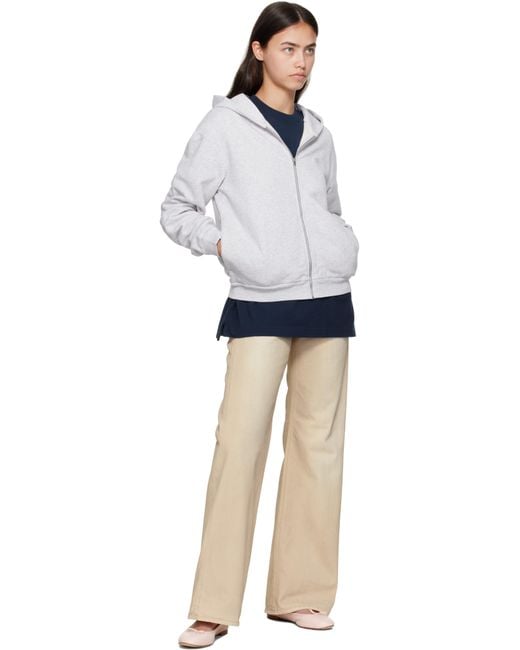 Acne White Zipper Hoodie