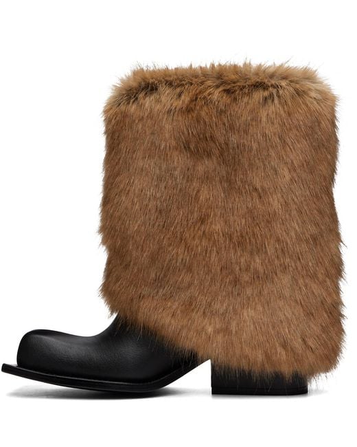 FIDAN NOVRUZOVA Brown Havva Chunky Heel Cropped Trouser Boots