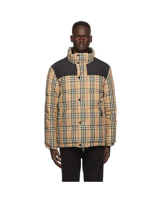 Burberry Natural Reversible Beige Down Check Holland Jacket for men