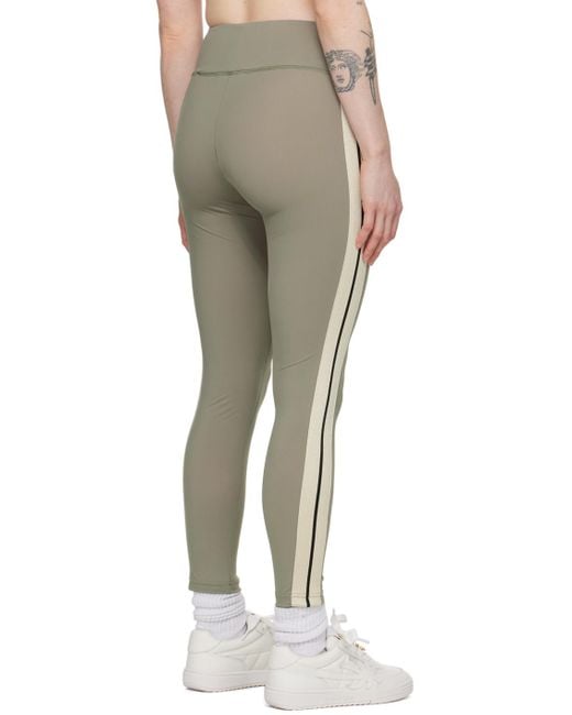 Palm Angels Natural Green Striped leggings