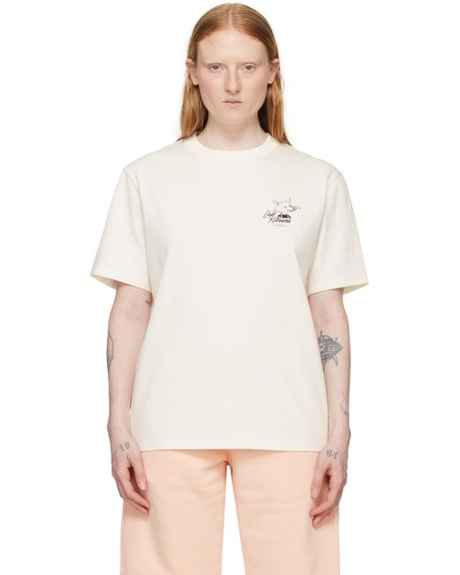 T-shirt décontracté blanc cassé à logo de renard Maison Kitsuné en coloris Natural