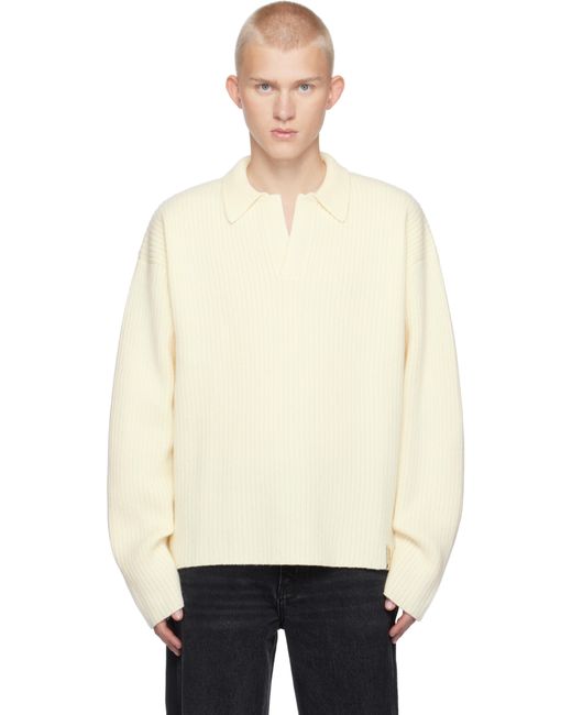 Represent Natural Off- Ribbed Knit Polo for men