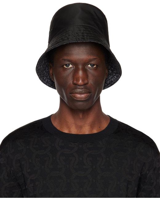Ferragamo Black Reversible Bucket Hat for Men | Lyst