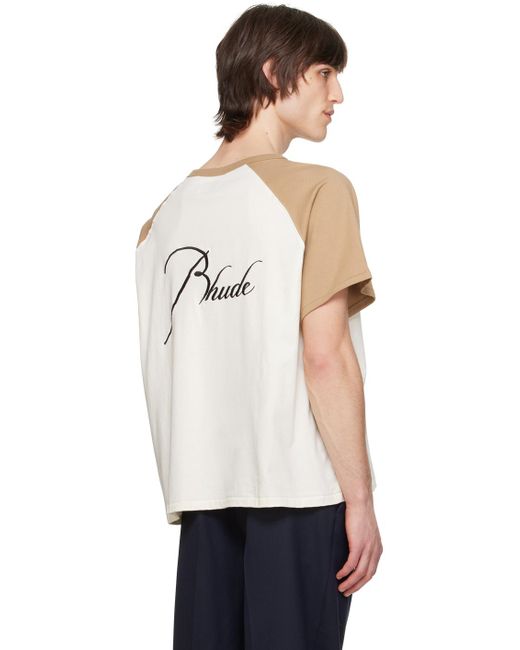 Rhude Black Beige & Off-white Raglan T-shirt for men