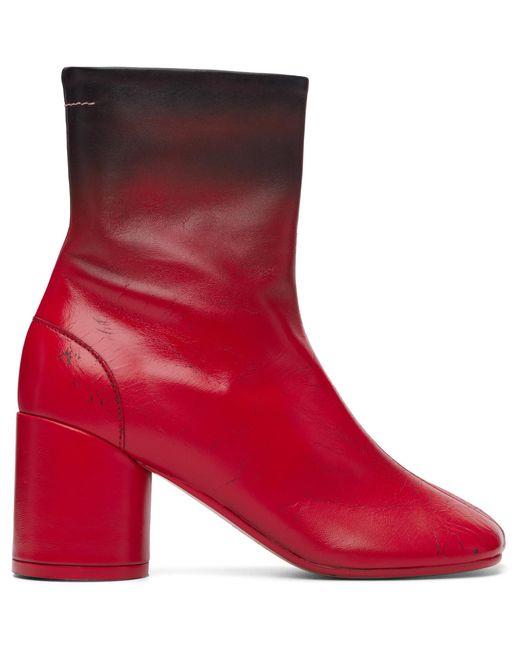 MM6 by Maison Margiela Red Anatomic Block-Heel Boots