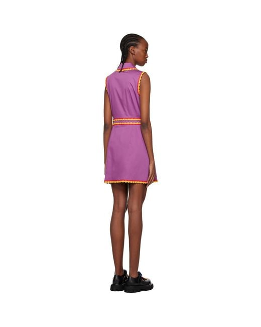 Moschino Black Purple Belted Minidress