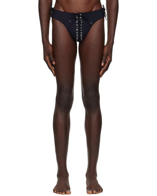 Ludovic de Saint Sernin Black Lace-Up Swim Briefs for men