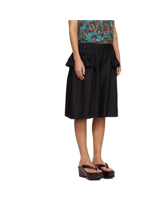 Dries Van Noten Black Ruffled Shorts