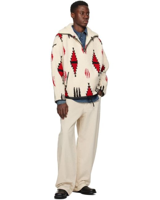 メンズ Isabel Marant オフホワイト＆レッド Marlo プルオーバー Multicolor