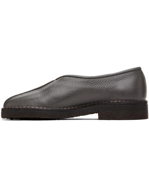 Lemaire Black Ssense Exclusive Gray Piped Crepe Loafers