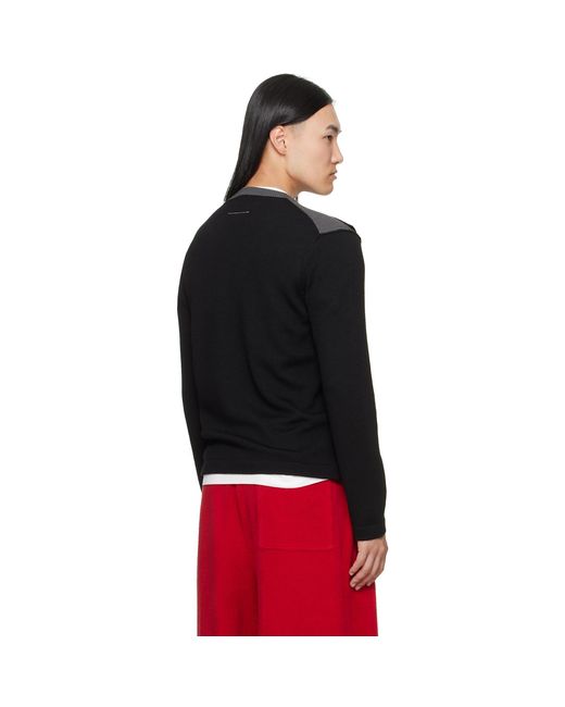 MM6 by Maison Margiela Black Crew Neck Sweater for men