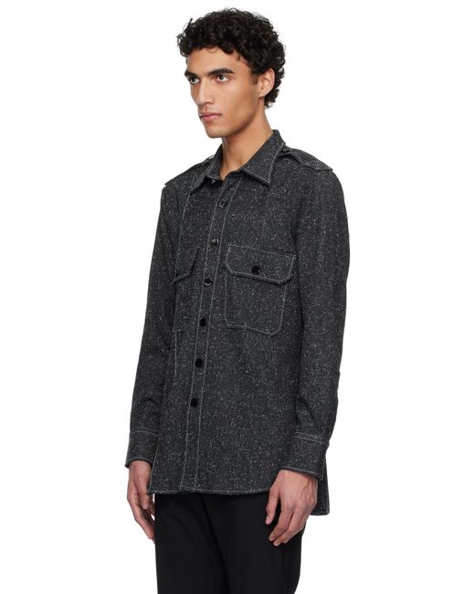 メンズ Ernest W. Baker グレー ポケット オーバーシャツ Black