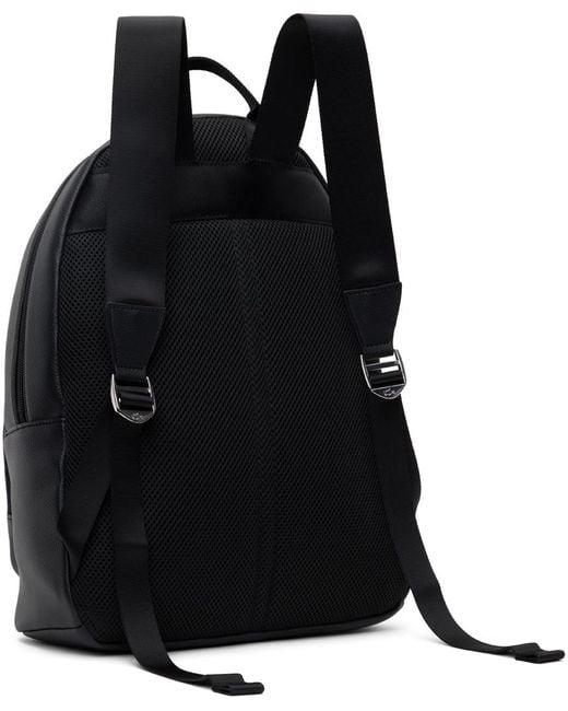 Lacoste Black Faux-Leather Backpack for men