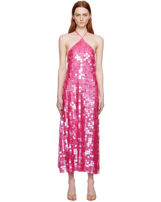 Saks Potts Pink Polly Midi Dress in Red Lyst