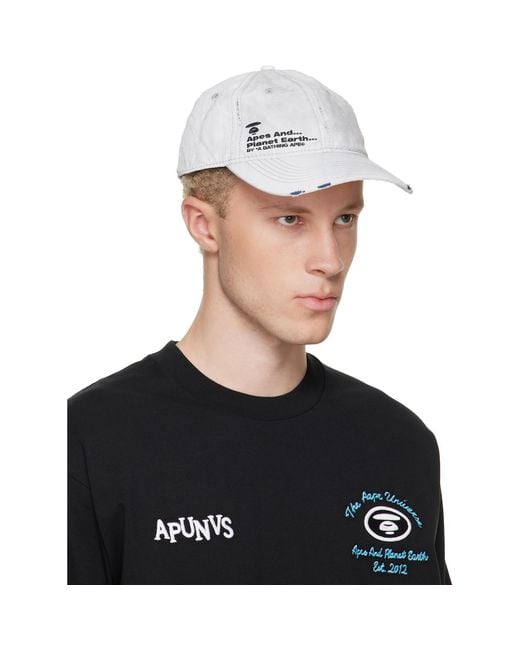 Aape By A Bathing Ape Black Off- Distressed Logo Cap for men
