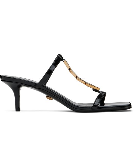 Versace ブラック パテント ヒールサンダル Black