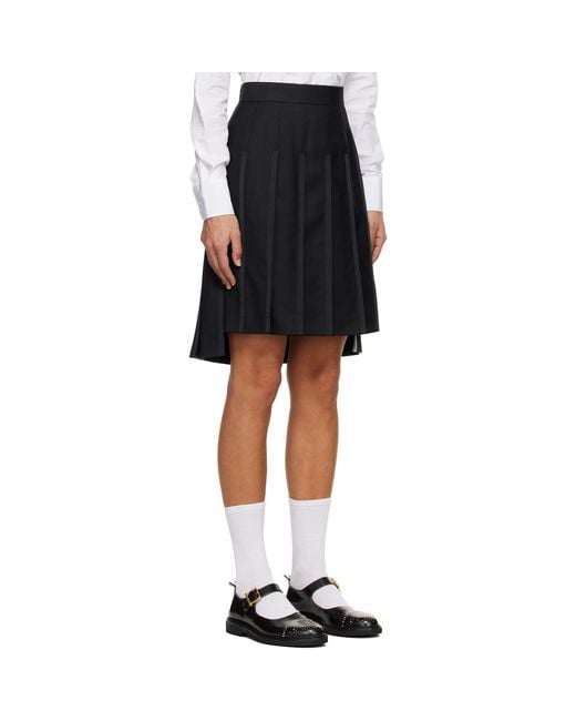 Thom Browne Black Super 120S Twill Pleated Midi Skirt