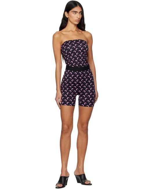 MARINE SERRE Black Moon Printed Jersey Biker Shorts