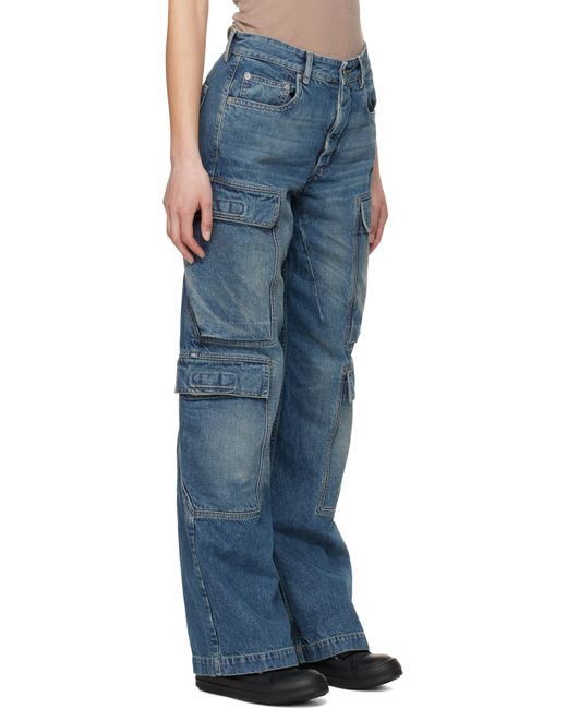 Rick Owens Blue Hollywood Double Cargo Jeans