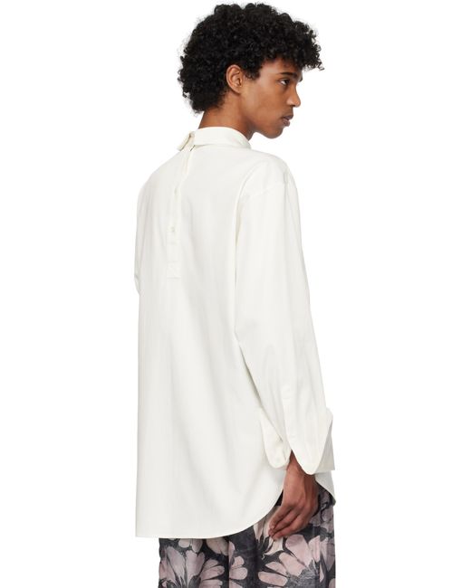 メンズ Dries Van Noten オフホワイト ビーズアップリケ シャツ White