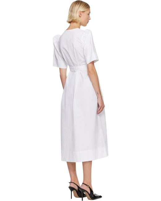 ganni washed stretch cotton tie strap midi dress GANNI Washed Stretch Cotton Tie Strap Midi Dress