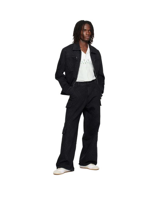 Casablanca Black Monogram Cargo Jeans for men