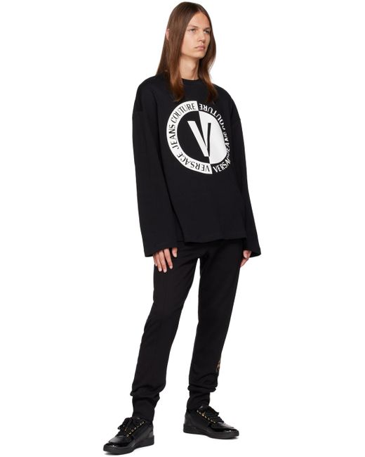 Versace Black V-emblem Long Sleeve T-shirt for men