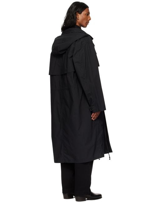Lemaire Black Light Hooded Trench Coat for men