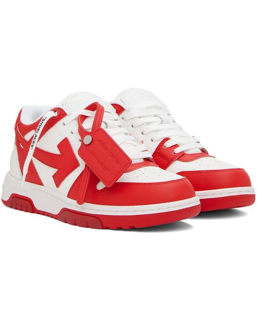 Off-White c/o Virgil Abloh Red & White Out Of Office Sneakers for men